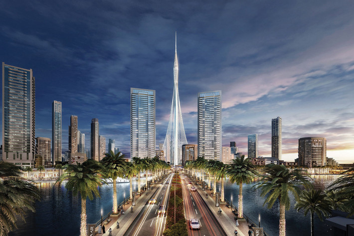Nằm trong dự án tổ hợp rộng gần 6 km2 Dubai Creek Harbour, Dubai Creek Tower dự kiến cao 928m và sẽ vượt qua Burj Khalifa - tòa nhà cao nhất thế giới từ năm 2010 (828m). Ảnh: Timeoutdubai.