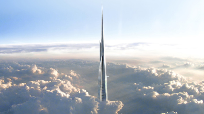Tuy nhiên, để giành danh hiệu công trình nhân tạo cao nhất thế giới, Dubai Creek Tower sẽ phải cạnh tranh với tháp Jeddah Tower tại Saudi Arabia với chiều cao dự kiến gần 1.000m. Ảnh: Dezeen.
