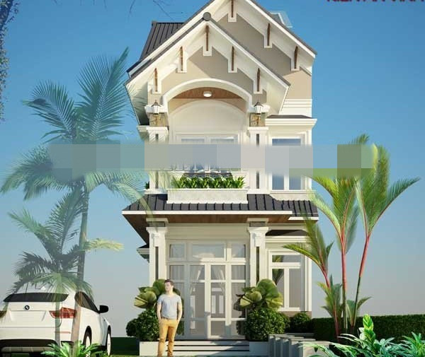 Nhà phố độc đáo với kiến trúc mái hứng sáng cho khu vực tầng 1 nhằm tạo ra không gian thoáng đãng. Ảnh: Kienanvinh.