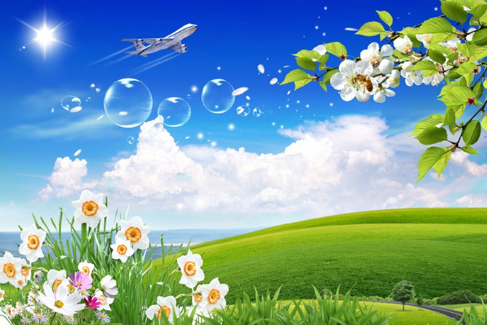 Giấy dán tường phong cành mùa xuân thể hiện sự tươi mới của một khởi đầu đầy may mắn. Ảnh: Giaydantuong.