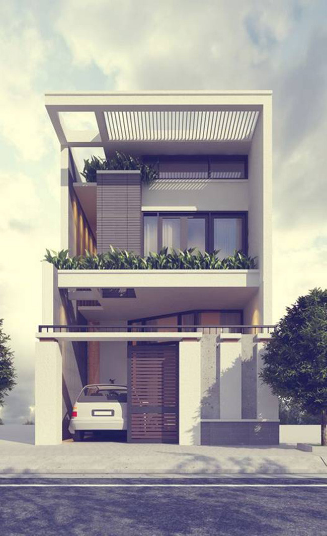 Sân trước được bố trí vừa đủ để cất giữ ô tô. Ảnh: Arthanoi.