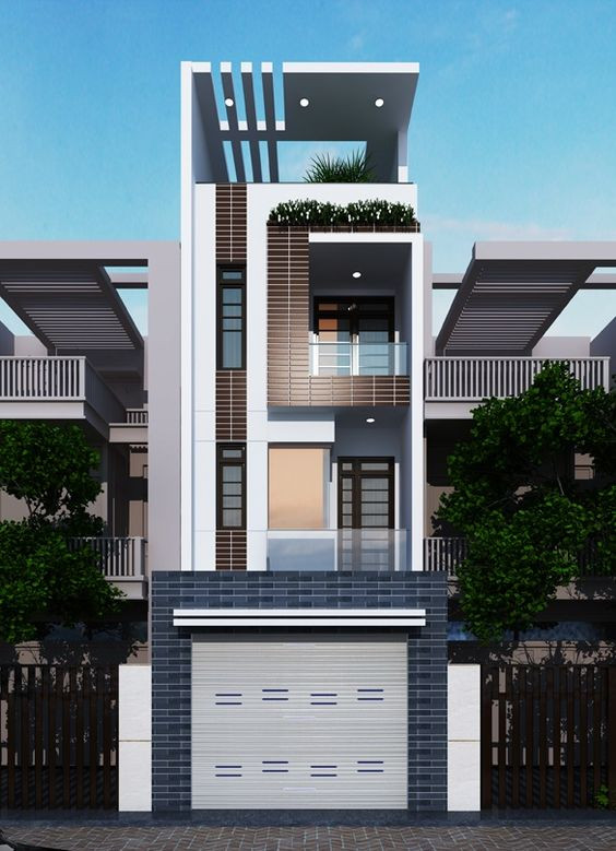Nếu băn khoăn về diện tích mặt tiền thì việc kết hợp lối ra vào và chỗ để xe là phương án khả thi. Ảnh: Xaynhasaigon.