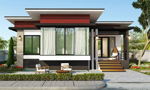 Mẫu nhà mái bằng 1 tầng phong cách hiện đại, có sân vườn vô cùng ấn tượng. Ảnh: Printest.