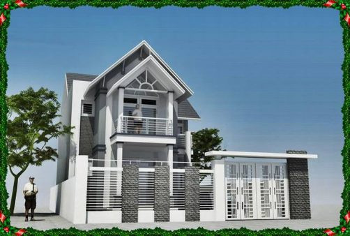 Mẫu nhà 2 tầng mái thái được thiết kế cầu kỳ từng đường nét và hình khối. Ảnh: Wedo.