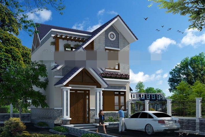 Nhà 2 tầng sở hữu không gian kiến trúc mái thái đơn giản, gần gũi. Ảnh: Sieuthimaunha.