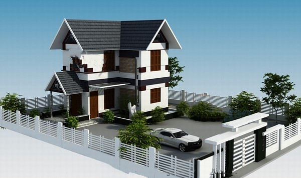 Nhìn từ xa, căn nhà 2 tầng giống như một mẫu biệt thự với hệ thống cảnh quan sân vườn được quy hoạch vô cùng khoa học và đẹp mắt. Ảnh: Wedo.