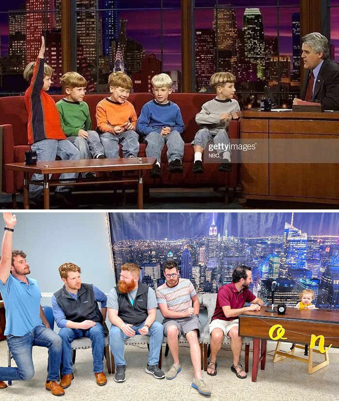 Năm 2002, 5 anh em tham gia chương trình "Tonight Show with Jay Leno". 21 năm sau, họ cùng chụp lại bức ảnh tái hiện nhân dịp con gái của một thành viên tròn 1 tuổi.