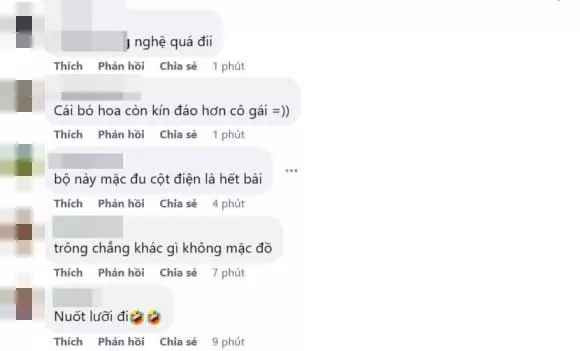 Dưới phần bình luận bài đăng, dân tình bàn tán rôm rả. Đa phần bày tỏ "cạn lời" khi nhìn những khoảnh cô gái diện bộ trang phục phản cảm này.