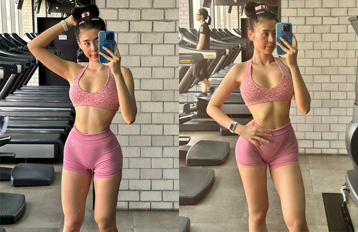 Không chỉ có gương mặt xinh đẹp như thiên thần, hot girl Phan Thiết có số đo ba vòng thuộc hàng “khủng” trong giới Gymer là 90-62-96 cm.