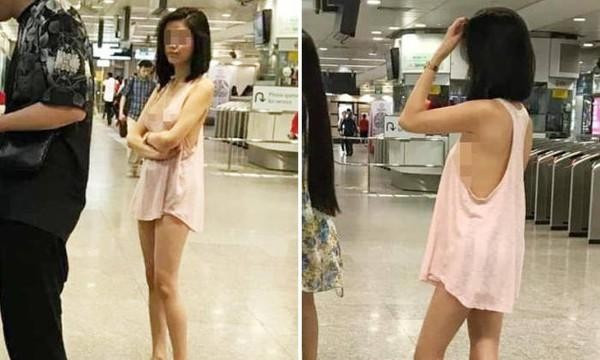 Hình ảnh cô gái ăn mặc thoải mái ở sân bay từng khiến nhiều người phải nhức mắt.