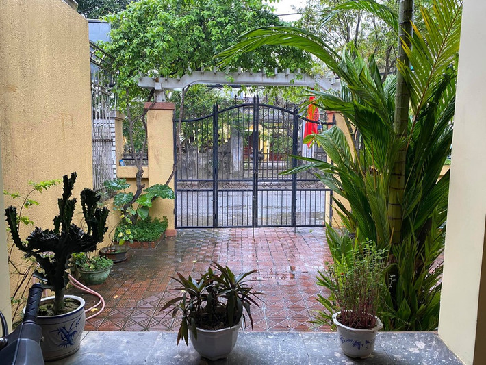 Phía trước căn biệt thự được sơn màu vàng và có sân vườn rộng rãi. Ảnh: Dân trí
