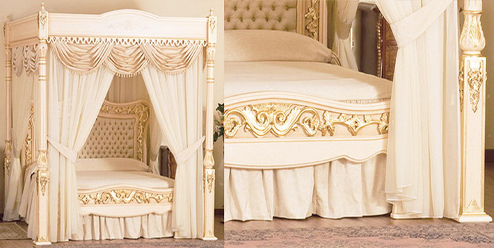 Từng chi tiết trang trí quanh giường đều được làm bằng phương pháp thủ công và từ các vật liệu cao cấp.