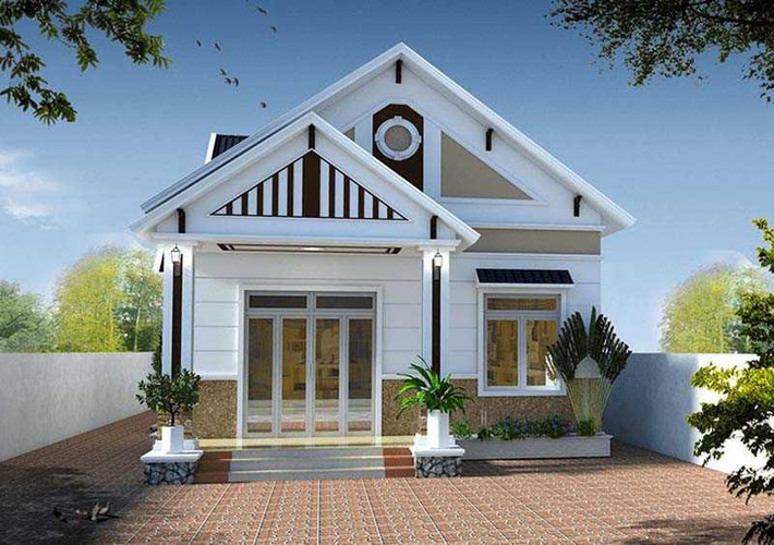 Trên khuôn viên đất rộng, ngôi nhà cấp 4 mái thái thiết kế theo phong cách hiện đại, sang trọng và độc đáo. Những ô cửa kính lớn tạo tầm nhìn thoáng đãng ra bên ngoài. Ảnh: Thuathienhueonline