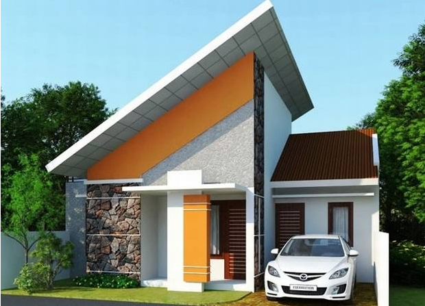 Nhà cấp 4 mái lệch phong cách châu Âu trẻ trung có sân trước để xe ô tô, tường ốp đá hoa cương. Ảnh: Thietkenhadepmoi.
