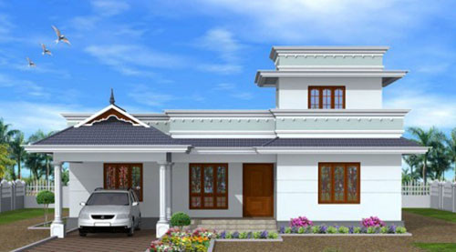 Nhà mái bằng kết hợp mái thái phần sảnh. Ảnh: Thietkethicongnhadep.