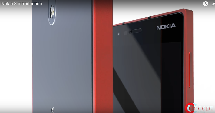 Nokia 3 viền màu đỏ. Nguồn ảnh: Concept-phones.