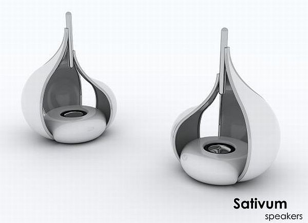 Bộ loa Sativum hình củ tỏi là ý tưởng của một nhà thiết kế người Anh. Ảnh: Designbuzz.