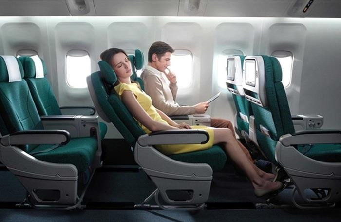 Ở hạng phổ thông, Airbus A321 có thiết kế kế ghế dạng 3+3, 1 lối đi. Hạng thương gia gồm 8 hoặc 16 ghế tuỳ loại máy bay. Ảnh: VNA.