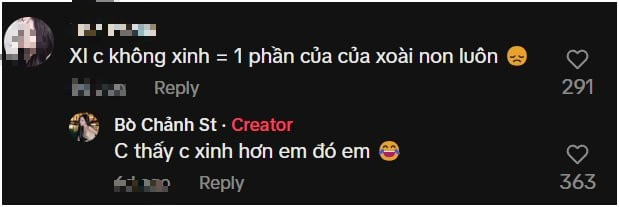 Cụ thể, có ý kiến bình luận dưới bài đăng của Bò Chảnh rằng: "Xin lỗi chị không xin bằng một phần của Xoài Non luôn".