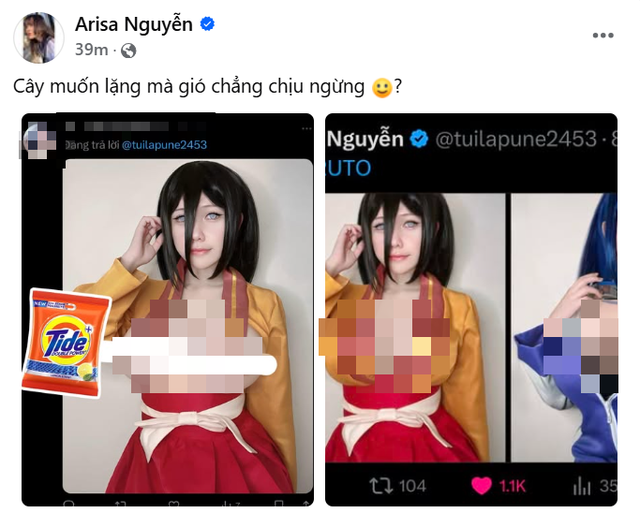 Ngay sau khi những hình ảnh trên được phát tán, Arisa Nguyễn bất lực, lên tiếng trấn an dư luận. Thậm chí, ngay cả chính chủ cũng không thể chịu đựng được hành động đáng lên án này.