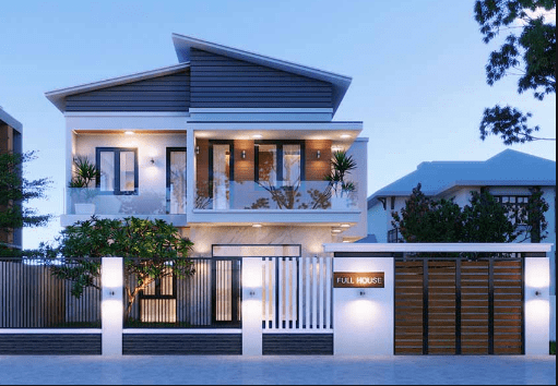 Ngoài phần ban công từ kính cường lực trong suốt, ngôi nhà còn gây ấn tượng bởi lối kiến trúc mái chéo đôi. Ảnh: Wedo.