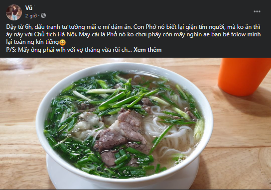 Ngập tràn những tấm hình check in phở vô cùng ngon nghẻ, khiến nhiều người lỡ dậy muộn có phần tiếc nuối.