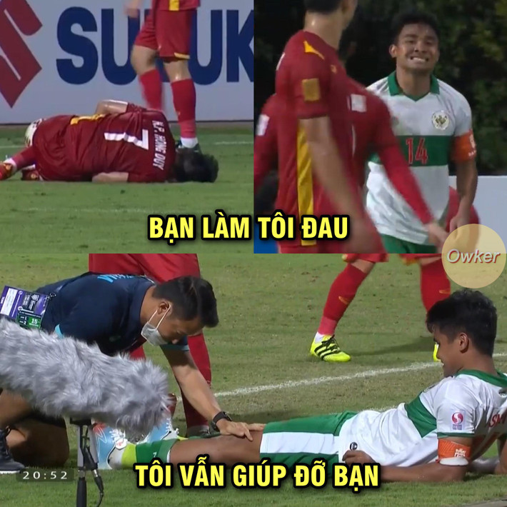 Dù nhiều lần bị các cầu thủ Indonesia làm đau nhưng chính các bác sĩ của đội tuyển Việt Nam lại chữa trị cho cầu thủ đội bạn khi ngã ra sân.