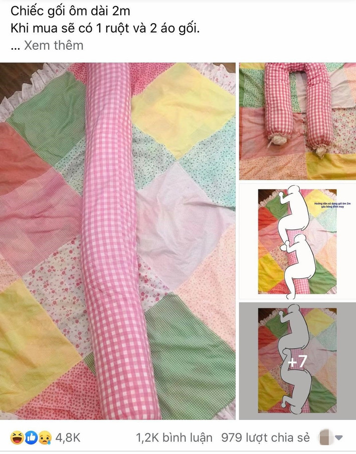 Mới đây, một tiệm may thủ công này lại mới giới thiệu một sản phẩm mới của mình đó là gối ôm dài tới tận 2m với màn hướng dẫn sử dụng bằng ảnh khiến netizen được phen "mở mang tầm mắt".