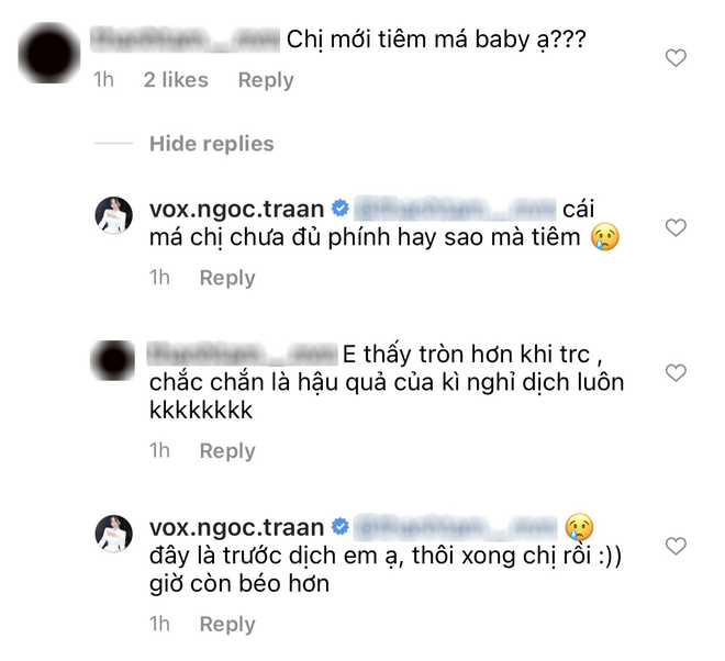 Bên cạnh loạt comment khen nức nở nhan sắc và vóc dáng miễn chê của Võ Ngọc Trân, một số netizen còn tỏ ra hơi thắc mắc vì gương mặt có phần khác lạ của cô.