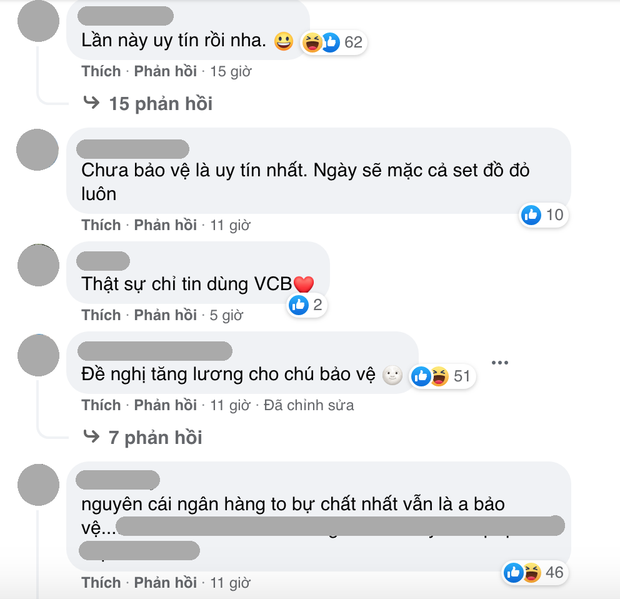 Bình luận của netizen tại page Vietcombank sau khi Thuỷ Tiên đến lấy 18.000 tờ sao kê