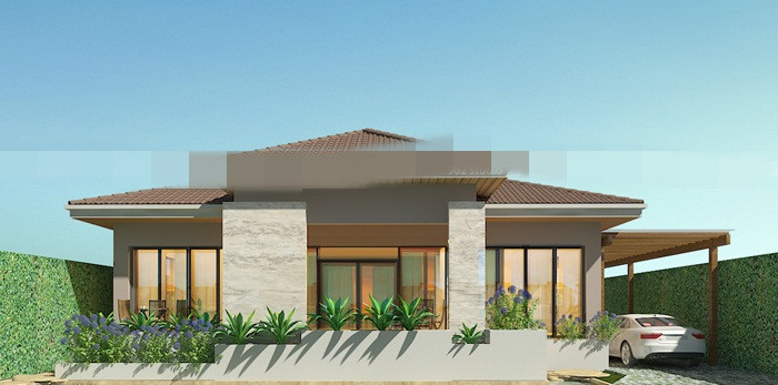 Nhà 1 tầng mang nét đẹp cổ kính, thanh lịch bởi mái dốc, ốp những viên gạch cao cấp màu nâu sẫm. Ảnh: 902 studio.