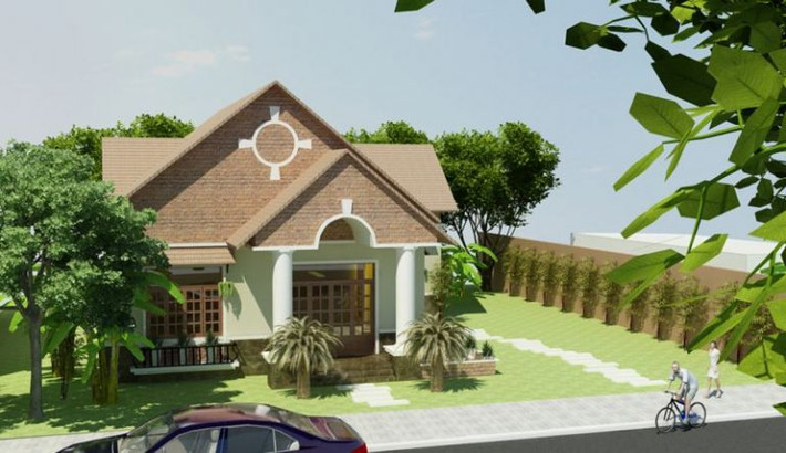 Kiến trúc biệt thự vườn mái thái ngày càng được nhiều người quan tâm, đặc biệt là ở các vùng nông thôn. Ảnh: Internet.
