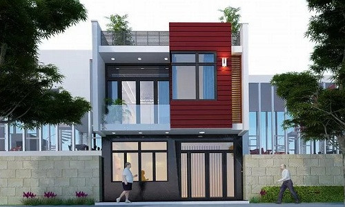 Nhà 2 tầng diện tích 6x10m thiết kế dựa trên hình khối đơn giản, kiến trúc mang hình khối hình hộp chữ nhật tương tự mẫu nhà kiểu Hàn Quốc. Ảnh: Thietkenhadepmoi.