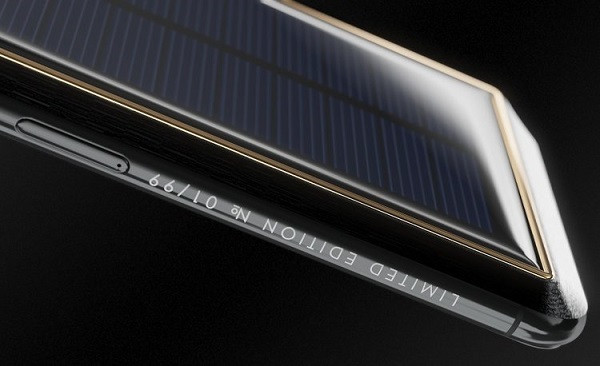 Thiết bị này có đế carbon, chỉ báo sạc pin năng lượng mặt trời và bảng điều khiển năng lượng mặt trời chống sốc.