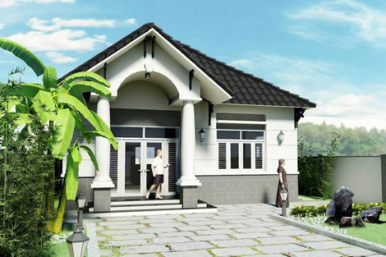 Thiết kế nhà cấp 4 nhỏ 2 phòng ngủ, 1 phòng khách, 1 gian bếp và nhà ăn, vừa phải cho một gia đình hai thế hệ. Ảnh: Kienthinh.