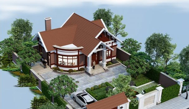 Nhà cấp 4 mái thái 3 phòng ngủ có chi phí xây dựng khoảng 600 triệu đồng với diện tích thực 120m2. Ảnh: Thietkenhadepmoi.