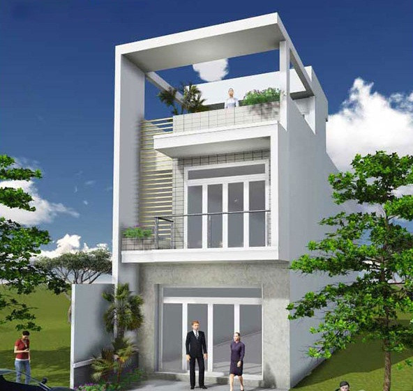 Phần lớn các mẫu nhà 2 tầng 1 tum thuộc dạng nhà ống hoặc nhà phố có mặt tiền từ 4 - 6 mét. Nhà phù hợp với cặp vợ chồng trẻ có từ 1 - 2 con nhỏ. Ảnh: Ytuongnhadep.