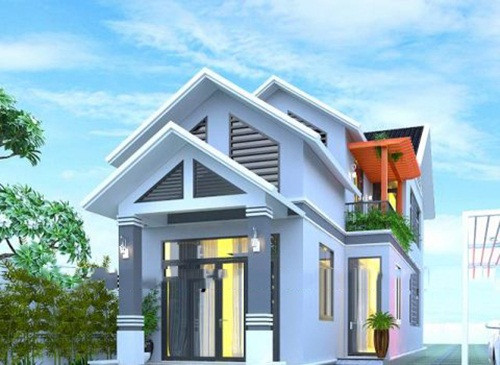 Nhà ống mái thái mang phong cách hiện đại, hòa hợp với thiên nhiên. Ảnh: Kientrucsuvietnam.