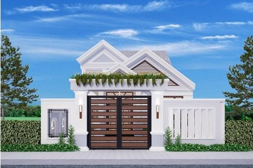 Mẫu nhà cấp 4 mái thái nông thôn với thiết kế hiện đại. Ảnh: Internet.