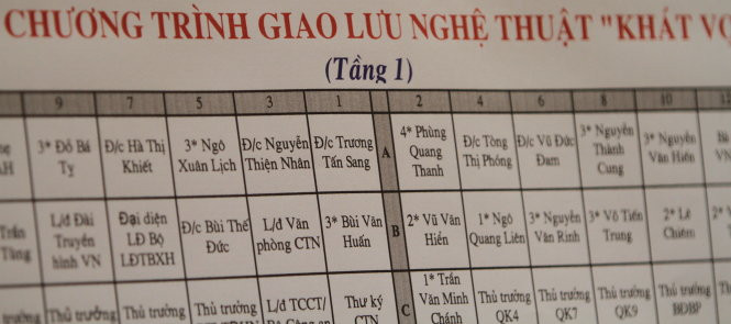 Sơ đồ chỗ ngồi chương trình giao lưu nghệ thuật.