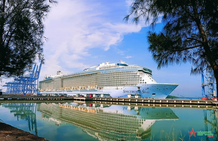 Mới đây, siêu du thuyền Spectrum of the Seas chở hơn 4.000 du khách quốc tế đã cập cảng Phú Mỹ, tỉnh Bà Rịa - Vũng Tàu. Ảnh: Qdnd