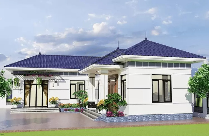 Mẫu nhà cấp 4 mái Nhật chữ L vừa giảm chi phí xây dựng vừa tiết kiệm tối đa không gian sống. Nhà có 2 cửa chính để thuận tiện trong sinh hoạt hàng ngày. Ảnh: Internet