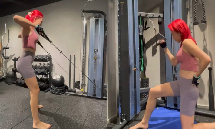 Trong nhà còn có phòng gym đầy đủ thiết bị để cặp đôi luyện tập tại nhà. Ảnh: FBNV