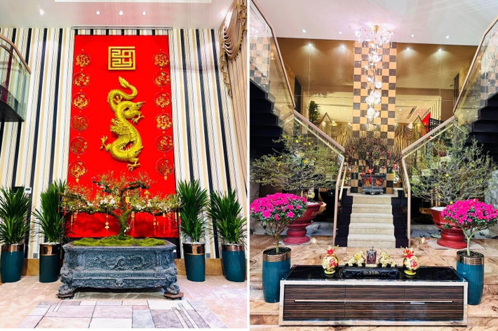 Trong nhà, Mr Đàm trưng nhiều cây và hoa như nhất chi mai, mai vàng, hoa đỗ quyên...