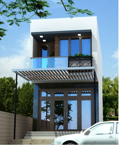 Nhà ống 2 tầng sở hữu đường nét kiến trúc đơn giản t, không sử dụng quá nhiều chất liệu cầu kỳ. Ảnh: Songphatcontruction.