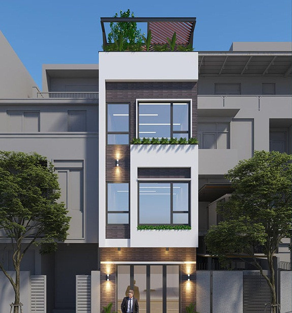 Không quá rộng, chỉ với 40m2 nhưng ngôi nhà ấn tượng với 2 tone màu trắng và nâu. Ảnh: Arcviet.