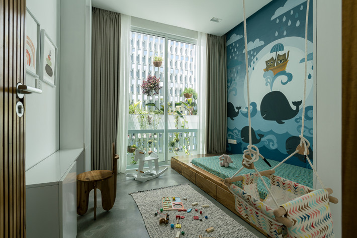 Phòng của trẻ em được thiết kế với gam màu sáng. Nguồn ảnh: Archdaily.