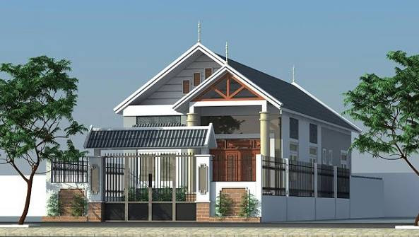 Căn nhà thiết kế đờn giản, tận dụng diện tích ô đất trống để tạo không gian thông thoáng, đồng thời cũng giúp căn nhà có được tính thẩm mỹ cao nhất. Ảnh: Wedo.