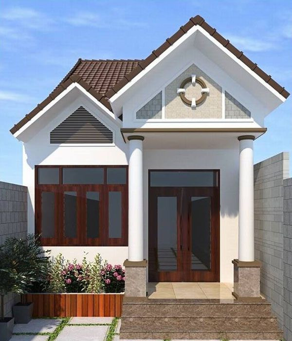 Nhà cấp 4 5×20 mang kiến trúc truyền thống với quy mô 1 tầng trệt và bố trí hệ mái thái lợp ngói cách tân. Ảnh: Holcim.