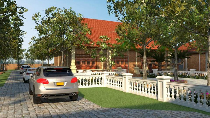 Phủ Trần Lê mang dấp dấp biệt phủ, được bao bọc bởi những bức tường gạch đỏ xây tay mỹ thuật. Ảnh: FBNV.